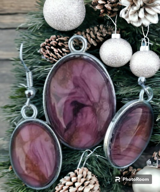 Purple Marble Jewelry Set